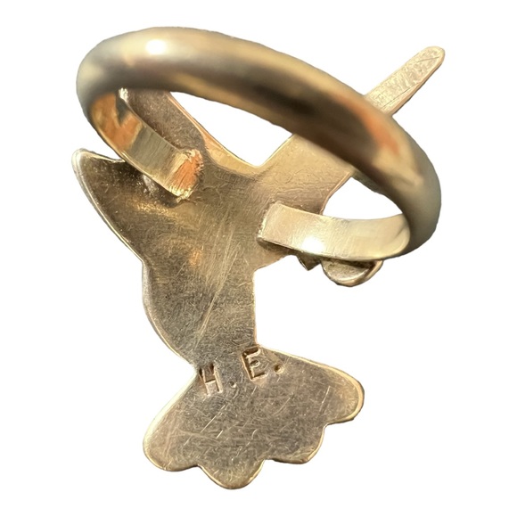 Howard Esalio vintage Native American hummingbird 925 silver inlaid bird RARE - Picture 4 of 5
